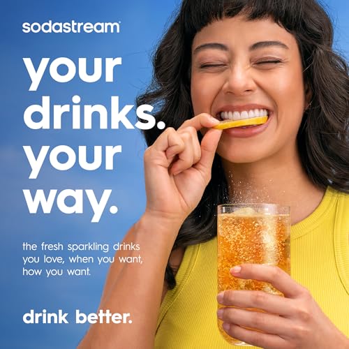 SodaStream Terra Sparkling Water Maker Machine, with 1 Litre Reusable BPA-Free Water Bottle for Carbonating & 60 Litre Quick Connect CO2 Gas Cylinder – Black