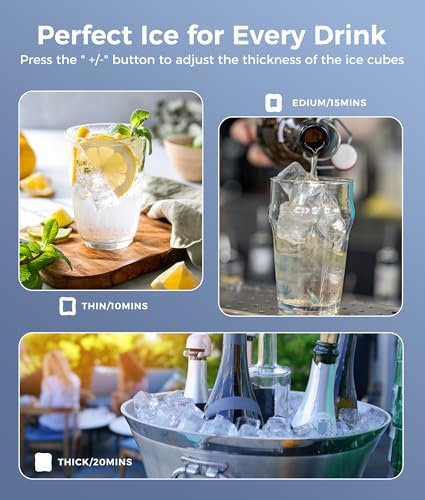 ecozy Portable Ice Cube Maker Countertop, 45 Lbs/Day, Self-Cleaning