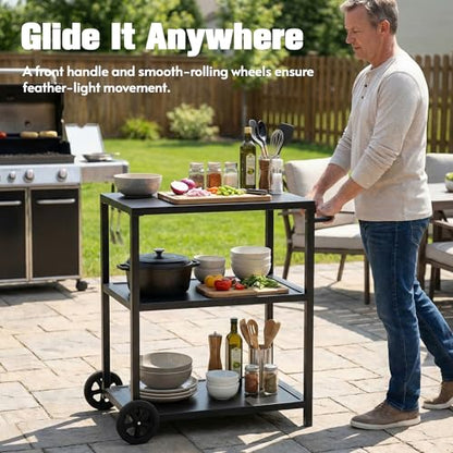 LYNSLIM 5-Piece Outdoor Grill Table Kitchen Island with Ample Storage Cabinet, Outdoor Metal Grill Cart, Independence Steel Sink & Drainage w/Faucet (Black, Outdoor Kitchen Lsland)