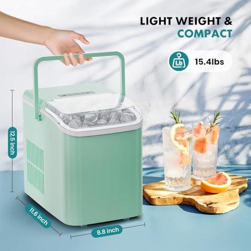 OLIXIS Ice Maker Machine with Handle,26lbs in 24 Hours, Portable Ice Maker