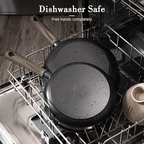 Astercook 19 Pcs Pots and Pans Set Non Stick, Black Titanium Induction Kitchen Cookware Sets, Non toxic Healthy Kitchen Cooking Set with Frying Pans Set, PFAS PTFE PFOA PFOS Free, Mothers Day Gifts