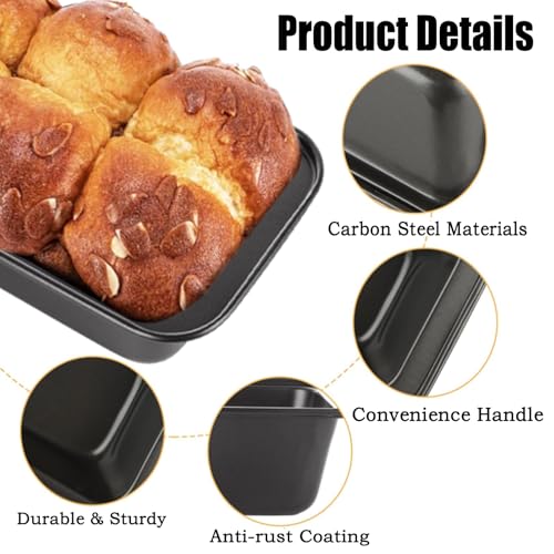QTLCOHD 6 Pack 8" x 4" Bread Loaf Pan for Baking Homemade Bread, Non Stick Carbon Steel Loaf Pans