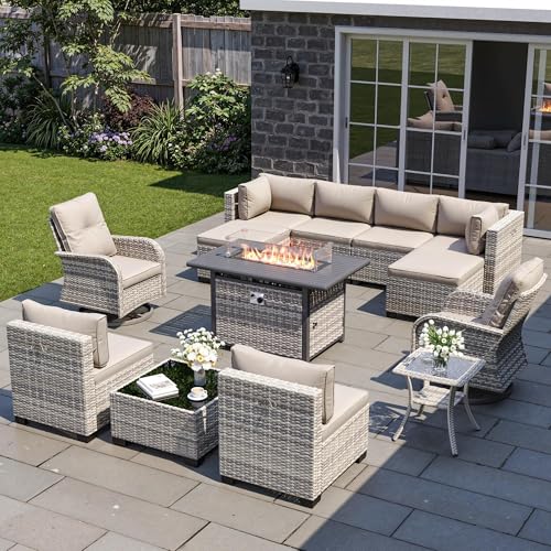Sweecci Outdoor PE Wicker Rattan Modular Patio Sectional Sofa Set