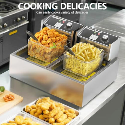 Commercial Deep Fryer with Basket 21QT/20L Stainless Steel Large Capacity