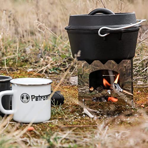Petromax Cast Iron Dutch Oven for Cooking or Baking Outdoors Over a Campfire or in The Home Kitchen, Pre-Seasoned Cookware Conducts Heat Evenly, Flat Base, 1 Qt