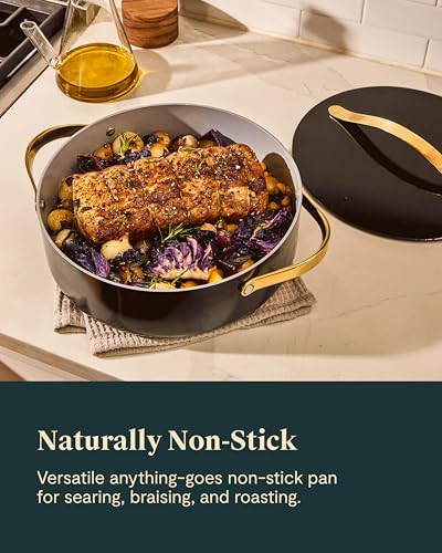 Caraway Rondeau - 6 Qt Non-Stick Pan with Lid - Free From Forever Chemicals - Perfect for Searing, Braising, & Roasting - Navy