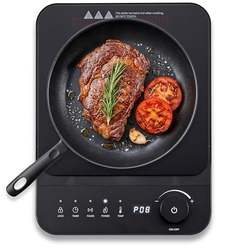 Elite Gourmet Slim Portable Induction Cooktop, 1500W Countertop Burner with 10 Power Levels & Temperature Control (140°F–465°F), Ultra-Slim 2" Design, Digital Touch Controls, Timer & Child Lock