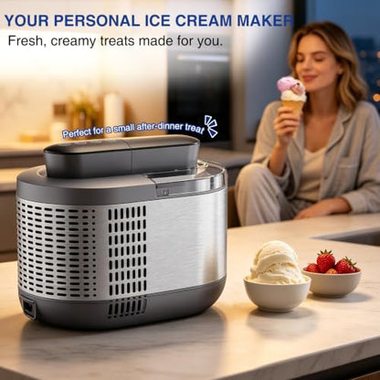 Self-Cooling Ice Cream Maker Machine, 1.2 Pint (600ml), No Pre-Freezing