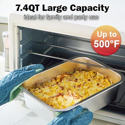 4 Inch Extra Deep Lasagna Baking Pan with Lid, 11x14 Inch 7.4QT Large Stainless Steel Nonstick Lasagna Baking Roasting Pans Casserole Dishes for Oven with Lids(M, 1 Pack)