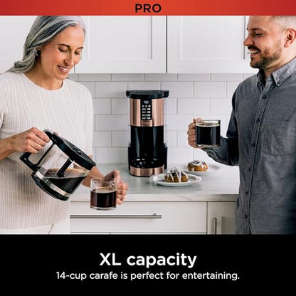 Ninja Programmable XL 14-Cup Coffee Maker PRO with Permanent Filter, 2 Brew Styles Classic & Rich, Delay Brew, Freshness Timer & Keep Warm, Dishwasher Safe, Copper, DCM201CP