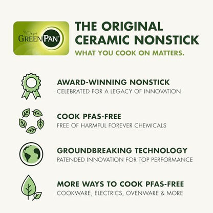 GreenPan Elite 14-in-1 Nonstick 6QT Electric Slow Cooker, PFAS-Free Ceramic Multi-Cooker, In-Pot Browning, Dishwasher Safe Lid & Removable Crock, Stainless Steel Steamer, Silicone Handles, Sage Green