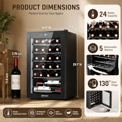 BODEGA COOLER 24 Bottle Wine Cooler, Wine Fridge for Office, Kitchen & Bar