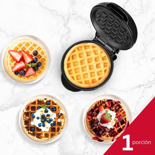 Holstein Housewares Personal Non-Stick Waffle Maker, Black - 4-inch Waffles in Minutes