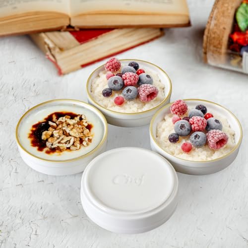 Cinf 6oz Ceramic Ramekins Set of 4 Oven Safe Shallow Pudding Cups for Creme Brulee, Soufflé, and Desserts