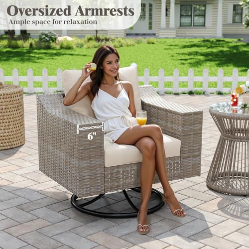 LUXOAK 10-Piece Patio Furniture Set with Storage Tables & Rocking Chairs