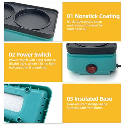 Aoruru Pancake Maker Electric Mini Crepe Maker Nonstick Egg Frying Pan