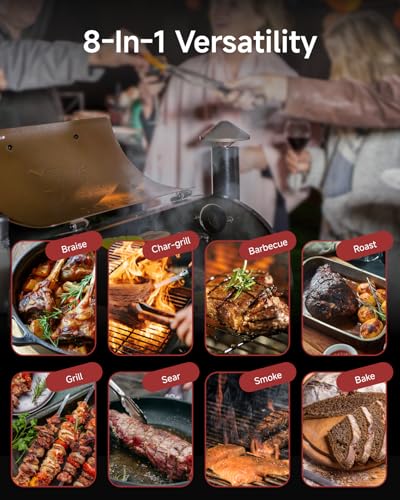 Z GRILLS ZPG-450A2 Wood Pellet Grill & Smoker, PID V3.0 Controller, 459 Sq in Cook Area, Foldable Shelf, Meat Probe, Rain Cover, 8 in 1 BBQ Grill Outdoor Auto Temperature Control, Bronze
