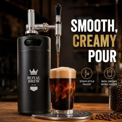 Royal Brew Nitro Cold Brew Coffee Maker, 128 oz Extra Large Home Keg Black