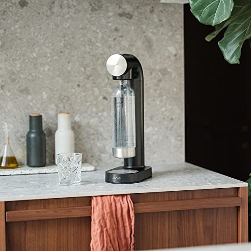 AWA WATER CARBONATOR Machine- Sparkling Water Maker & Soda Maker Machine Metal accents – With BPA Free 1L Bottle,Cordless And Stylish European Design,Compatible With Any Screw-In 60L C02 Cartridges