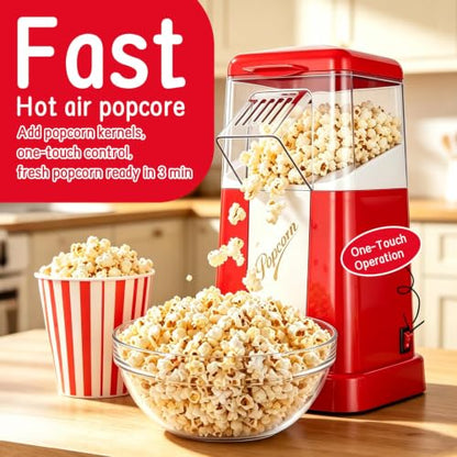 Hot-Air Popcorn Maker, 18-Cup Capacity for Oil-Free Fresh Popcorn Popper