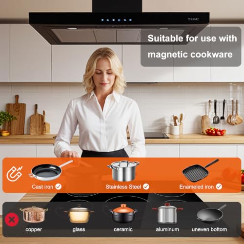 AMZCHEF 30" Built-in Induction Cooktop, 9 Levels, 240V, No Plug, 10600W