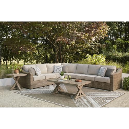 Signature Design by Ashley 4-Piece Outdoor Sectional Sofa, Beige
