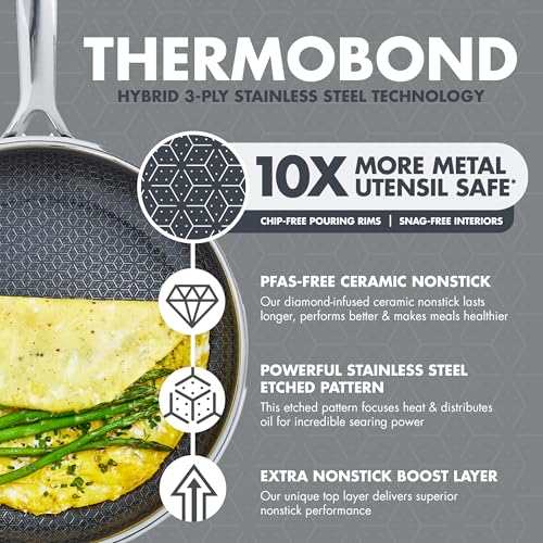GreenPan Spectra 10 Piece Cookware Set,Hybrid Tri-Ply Stainless Steel, PFAS-Free Ceramic Nonstick Textured Cooking Surface,Induction Pots & Pans with Lids, Dishwasher Safe,Oven & Broiler Temp to 850˚F