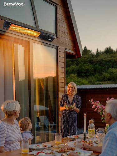 BrewVox Carbon Infrared Electric Outdoor Patio Heater, Smart App-Controlled with Remote On/Off & Timer for Living Room, Bedroom, Garage, Office