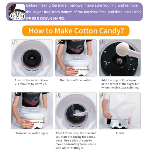 Cotton Candy Maker for Christmas Gifts, Birthday Party, Easy to Use & Clean