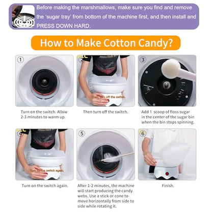 Cotton Candy Maker for Christmas Gifts, Birthday Party, Easy to Use & Clean