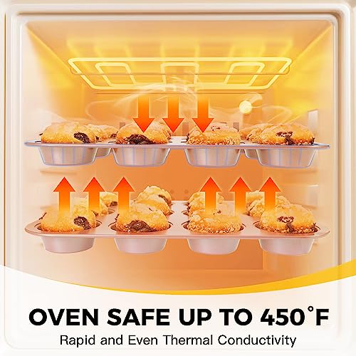 HONGBAKE Bakeware Sets, Baking Pans Set, Nonstick Oven Pan for Kitchen with Wider Grips, 10-Piece Including Rack, Cookie Sheet, Cake Pans, Loaf Pan, Muffin Pan, Pizza Pan - Pink