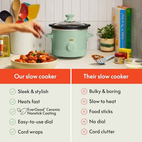 bella 1.5qt Non-Toxic Manual Slow Cooker with 3 Heat Settings, Seaglass