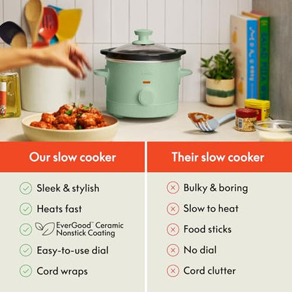 bella 1.5qt Non-Toxic Manual Slow Cooker with 3 Heat Settings, Seaglass