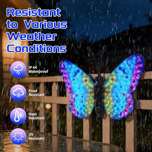 XMHBCSM Solar LED Butterfly Outdoor Wall Decor with Sparkling Light-Up Wings - Hanging Solar Lights for Garden, Yard, Patio, Balcony, Living Room, Bedroom