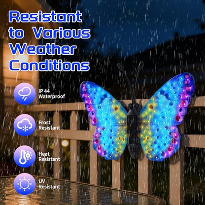 XMHBCSM Solar LED Butterfly Outdoor Wall Decor with Sparkling Light-Up Wings - Hanging Solar Lights for Garden, Yard, Patio, Balcony, Living Room, Bedroom