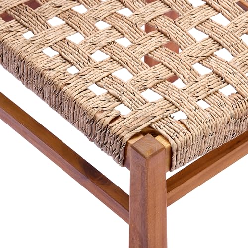 Christopher Knight Home 9 Piece Outdoor Dining Set Acacia Wood Expandable Table and 8 Light Brown Wicker Chairs Teak Finish Frame Patio Dining Furniture Set for Garden Backyard Porch Deck