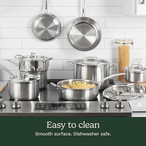 Cuisinart 12-Piece MultiClad Pro Triple Ply Stainless Stainless Steel Pots and Pans Set, Cookware Set Compatible with Induction, Electric, Gas Cooktops, Cool Grip Handles, Oven Safe to 500°F, Silver
