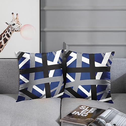 Emvency Throw Pillow Covers Set of 2, 20 x 20 Inch, Retro Striped Blue
