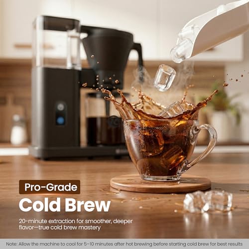 Kismile SCA-Certified 8 Cup Drip Coffee Maker, Pour Over Coffee Machine with 3s Instant Heat 197–205℉, Adjustable Flow Control, Removable Water Tank, Deep Cold Brew & 40 Min Keep Warm