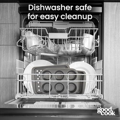GoodCook Everyday Nonstick Toaster Oven 6-Piece Steel Bakeware Set, Gray
