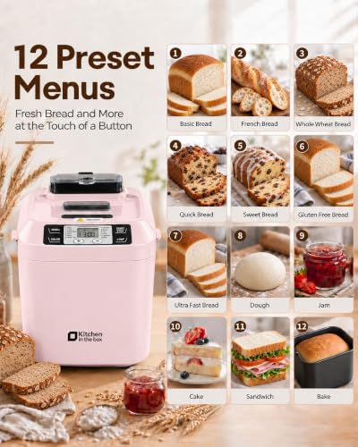 Kitchen in the Box Bread Maker, 2LB Bread Machine with Auto Nut Dispenser