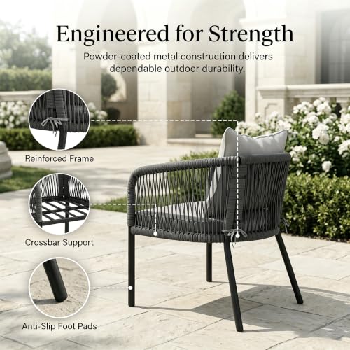 DIFY 5 Piece Patio Dining Set, 38" Square Table & Wicker Chairs, Walnut