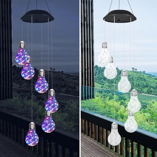Solar Outdoor Lights Hanging Wind Chimes Bulb 4th of July Decorations Garden Lights LED Waterproof Solar Security Light Yard Decor Led Light Cool Stuff Fourth of July Decorations Birthday Gifts