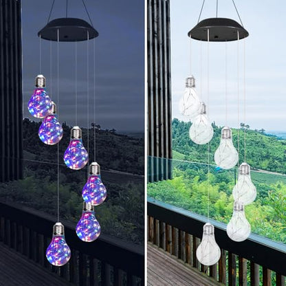 Solar Outdoor Lights Hanging Wind Chimes Bulb 4th of July Decorations Garden Lights LED Waterproof Solar Security Light Yard Decor Led Light Cool Stuff Fourth of July Decorations Birthday Gifts