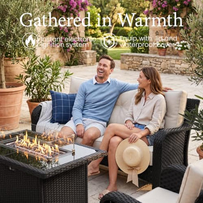 LayinSun 10 Piece Wicker Outdoor Furniture Set with 6-inch Comfy Cushions