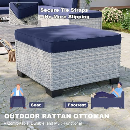 Sweecci Outdoor PE Wicker Rattan Modular Patio Sectional Sofa Set
