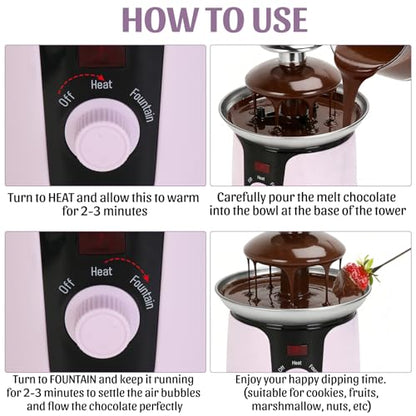 3 Tiers Chocolate Fountain for Party, 13 Ounce Mini Chocolate Fountain Melt Machine, Fondue Fountain For Cookies, Fruits, Marshmallow