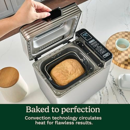 Cuisinart Bread Maker Machine, Stainless Steel Convection Bread Machine with 16 Menu Options, 3 Loaf Sizes Up to 2 Lb., 3 Crust Colors, Includes Measuring Cup, Spoon & Kneading Hook, CBK-210