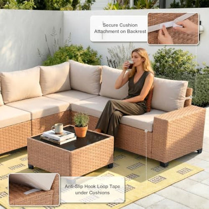 SUNSITT 8-Piece Patio Wicker Sectional Furniture Set, Outdoor Modular Couch