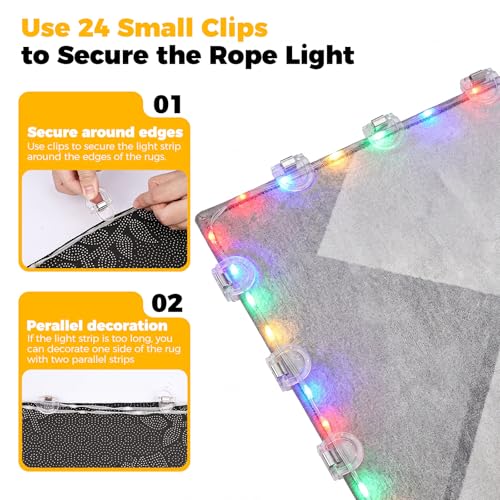Sumapner Solar LED Rope Light for Outdoor Rugs, 36FT Patio Rug Lights with Warm White & Multicolor, 13 Modes, Solar & USB Rechargeable, Remote Timer, IP67 Waterproof, 24 Rug Clips Included